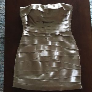 Bebe Super Sexy Champagne Strapless Fitted Dress
